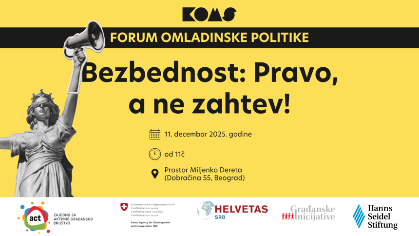 Bezbednost: Pravo, a ne zahtev – Prijavi se za Forum omladinske politike 2025!